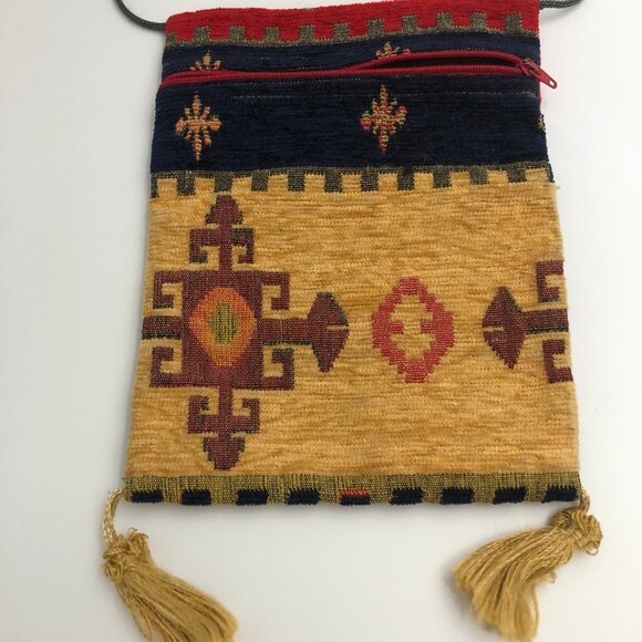 Vintage Ercan May Handwoven Kilim Tapestry Crossbody Bag – Tribal Boho Textile - Picture 3 of 8